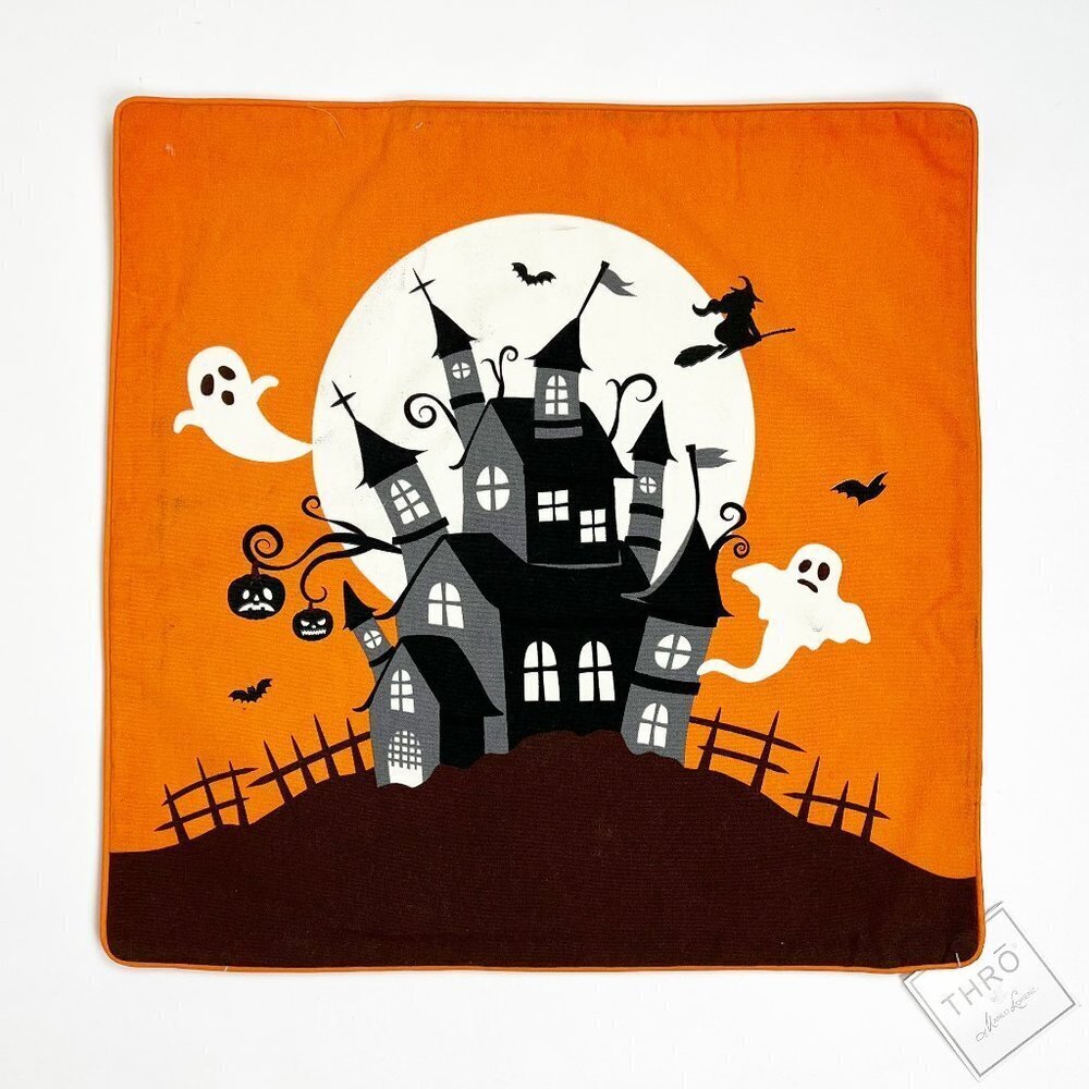NWT THRO by Marlo Lorenz Haunted House Glow in the Dark Pillow Cover. 20" x 20"